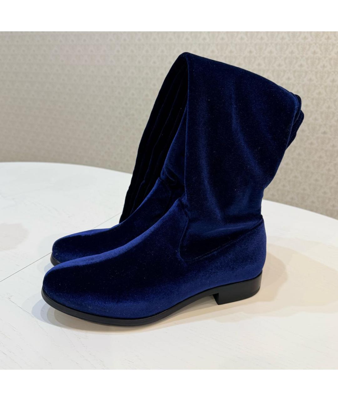 BALLY Темно-синие бархатные ботфорты, фото 4