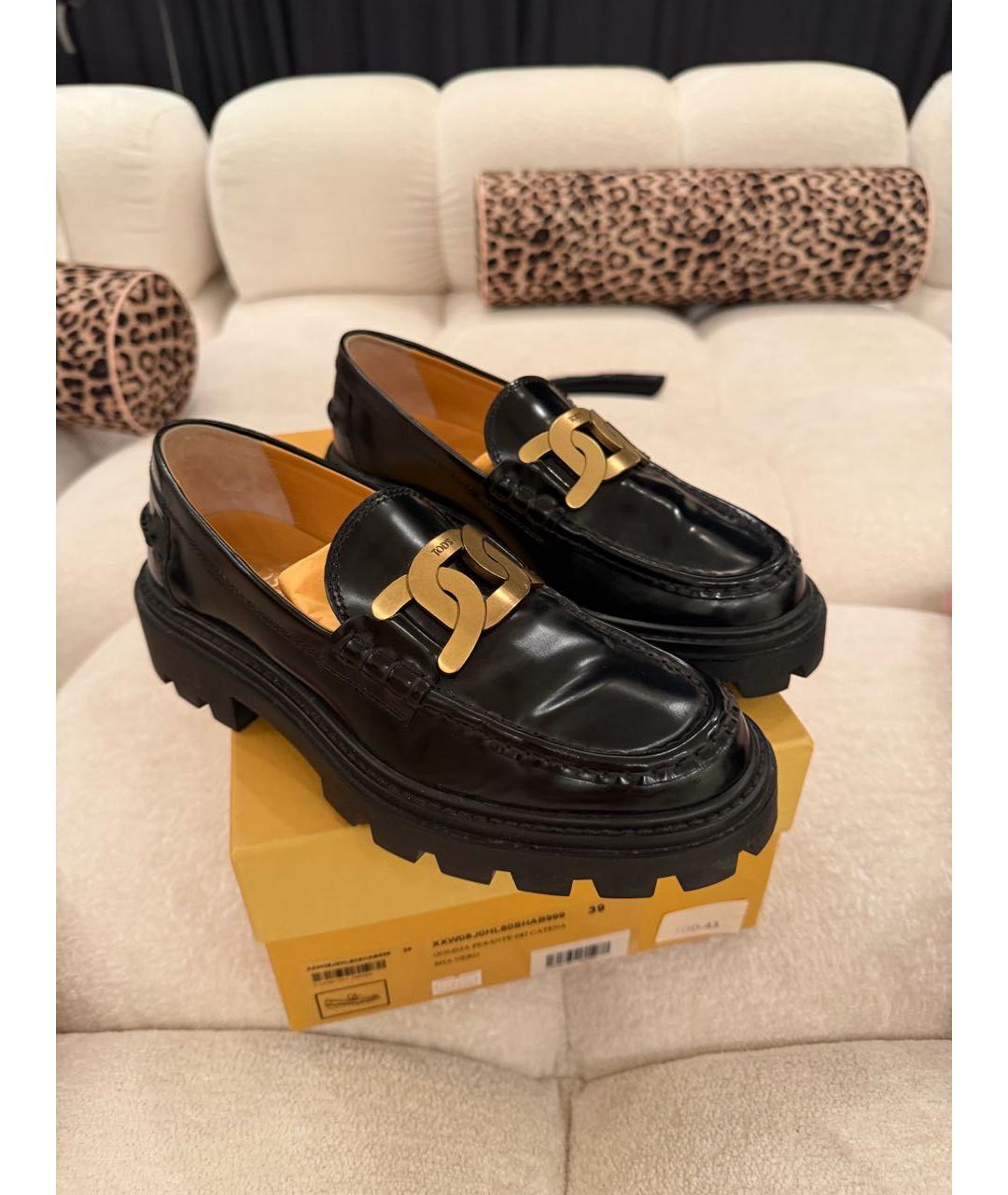 TOD'S Черные кожаные лоферы, фото 3