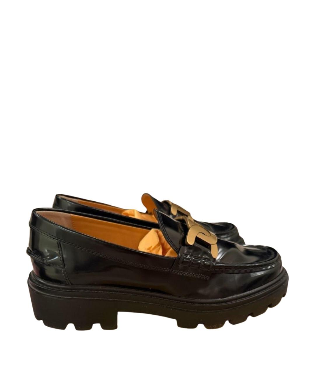 TOD'S Черные кожаные лоферы, фото 1