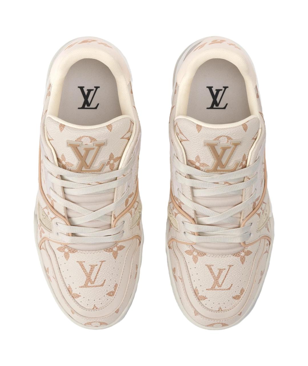 LOUIS VUITTON Бежевые кожаные кроссовки, фото 4