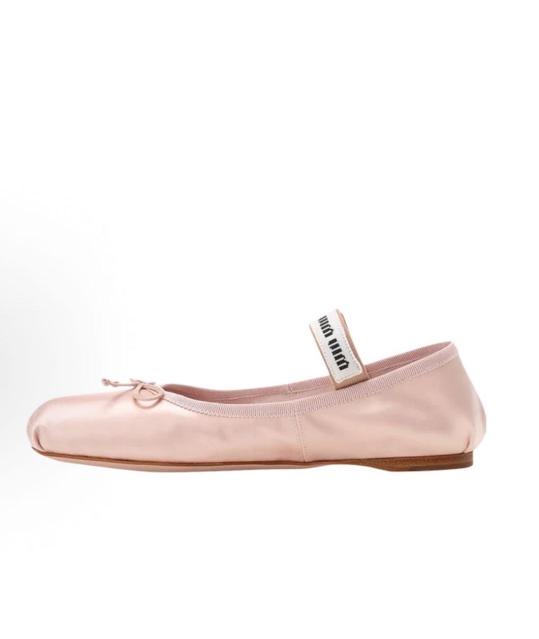 MIU MIU Розовые текстильные балетки, фото 4