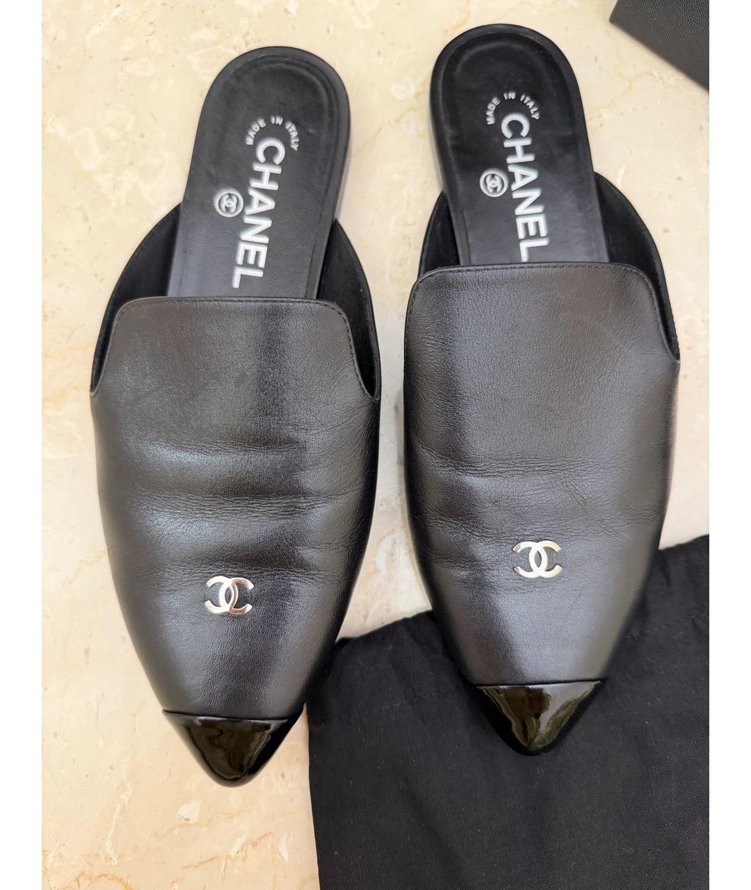 CHANEL Черные кожаные мюли, фото 5