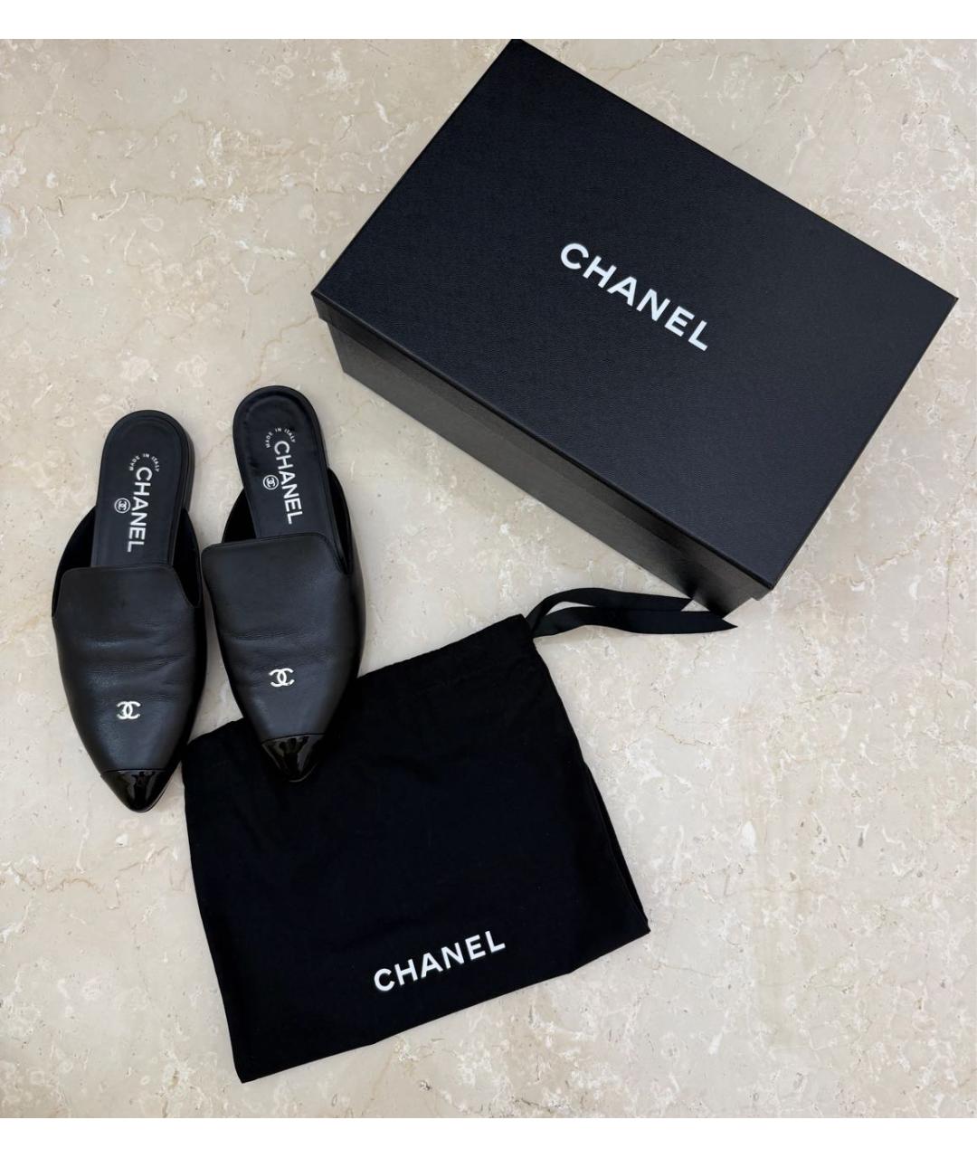 CHANEL Черные кожаные мюли, фото 4