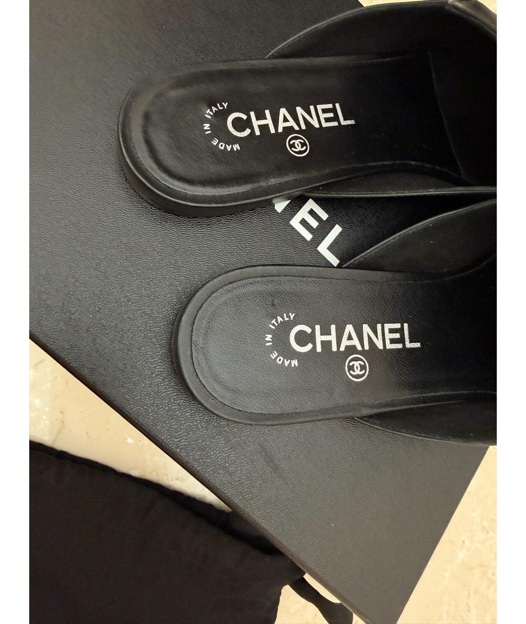 CHANEL Черные кожаные мюли, фото 8