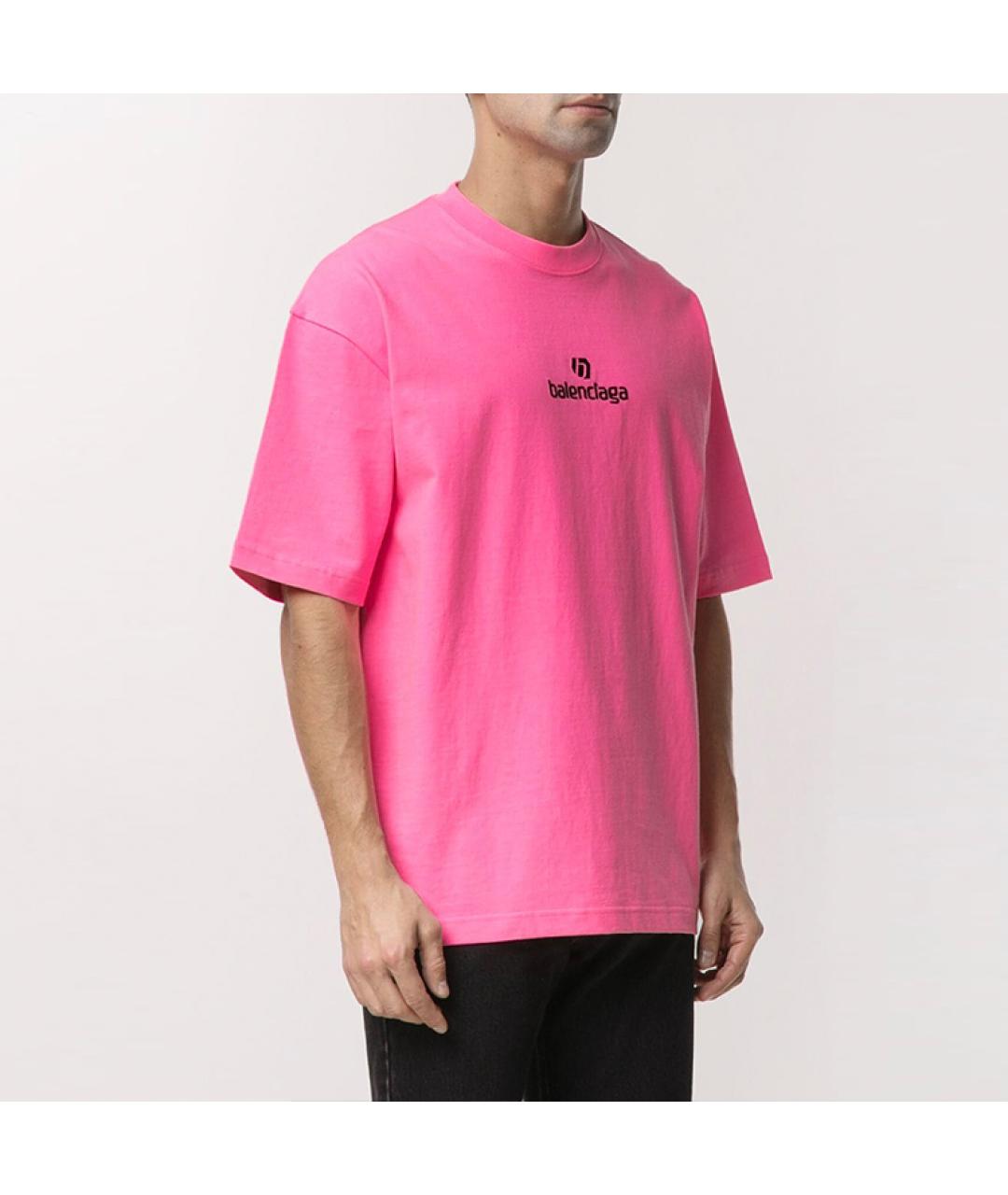 BALENCIAGA Розовая хлопковая футболка, фото 2
