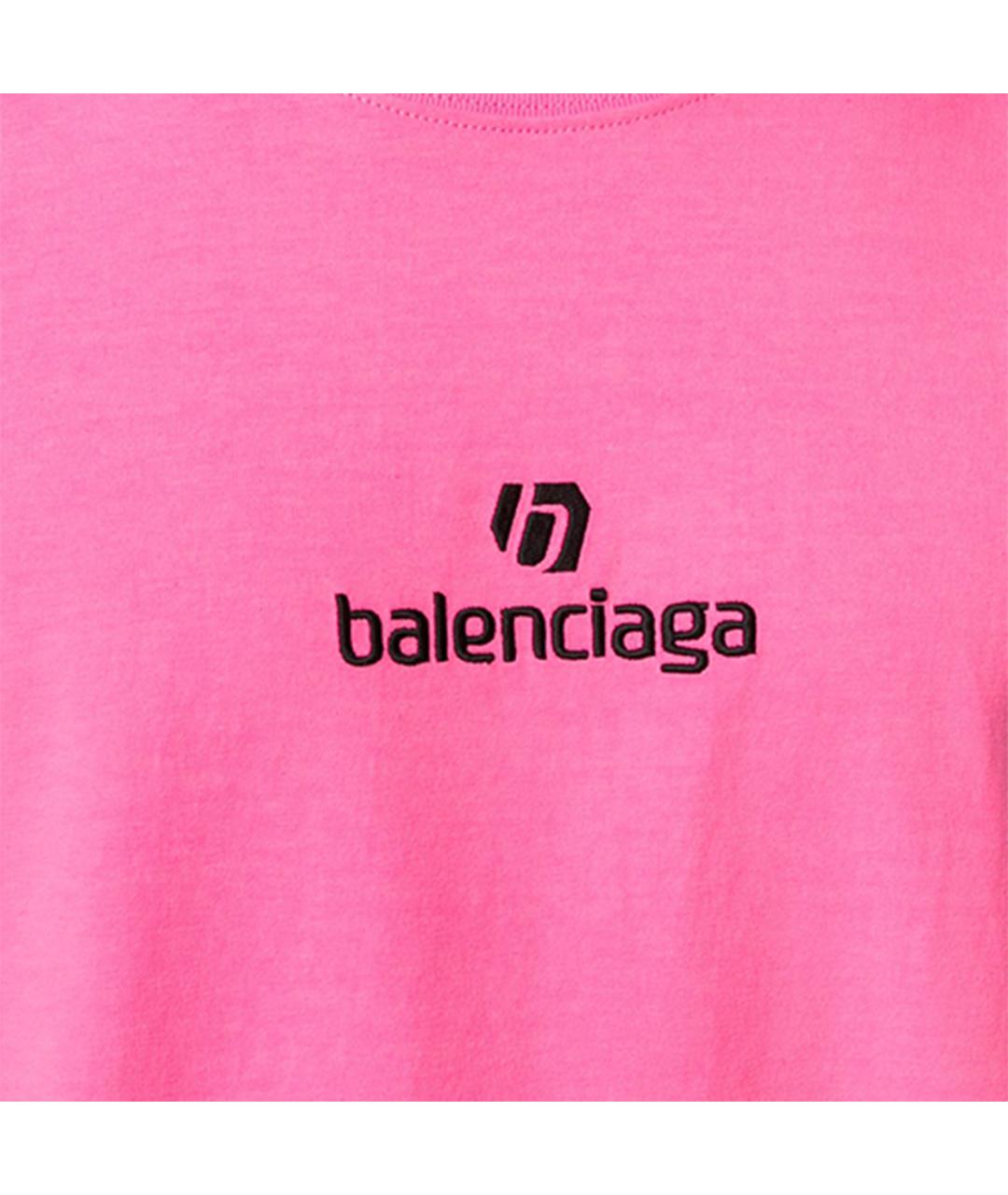 BALENCIAGA Розовая хлопковая футболка, фото 4