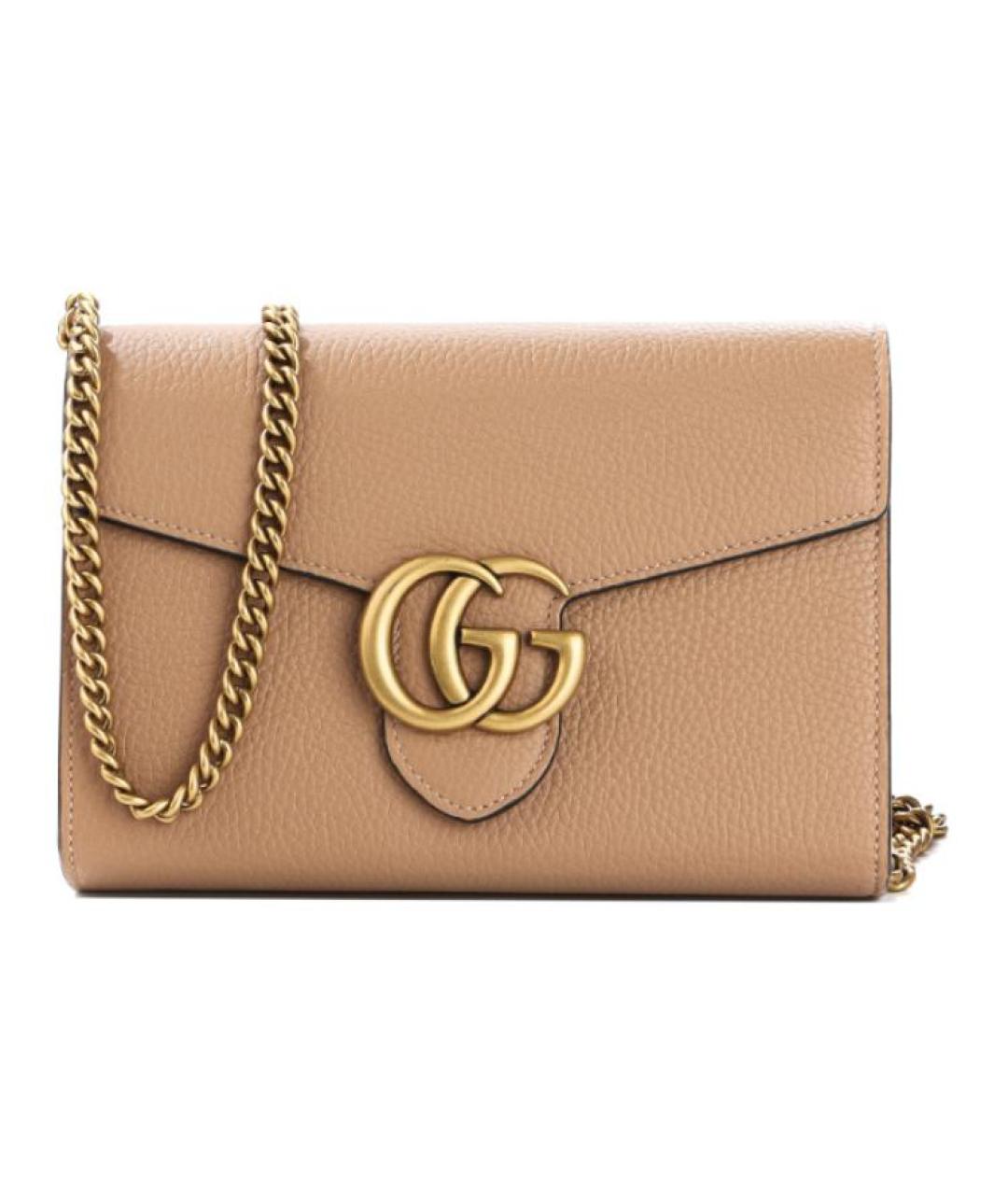 GUCCI Бежевая кожаная сумка через плечо, фото 1