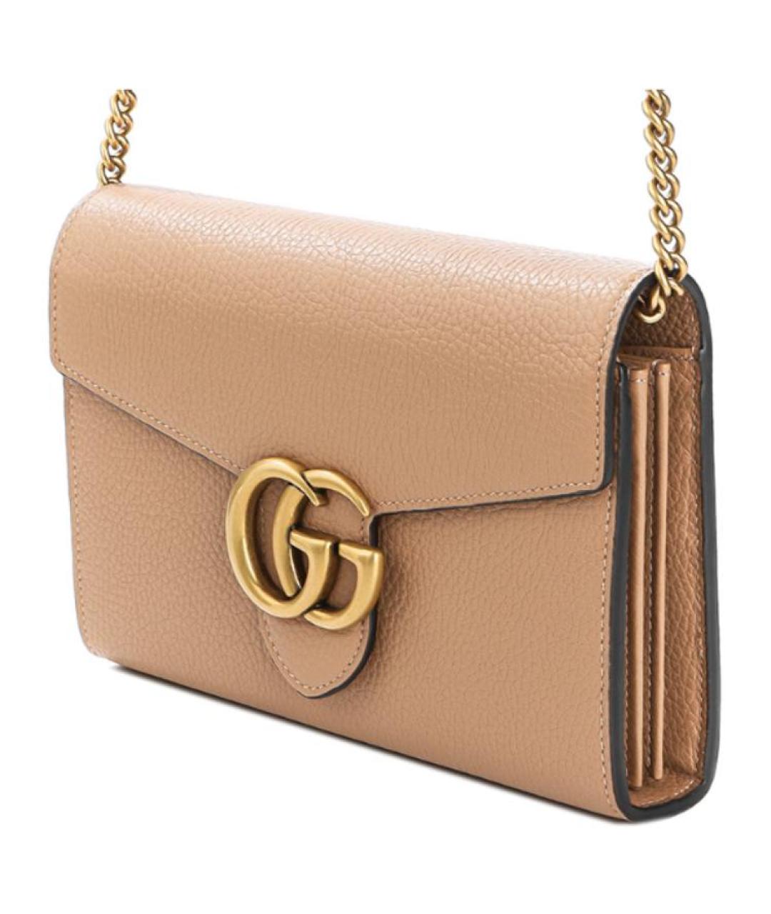 GUCCI Бежевая кожаная сумка через плечо, фото 2