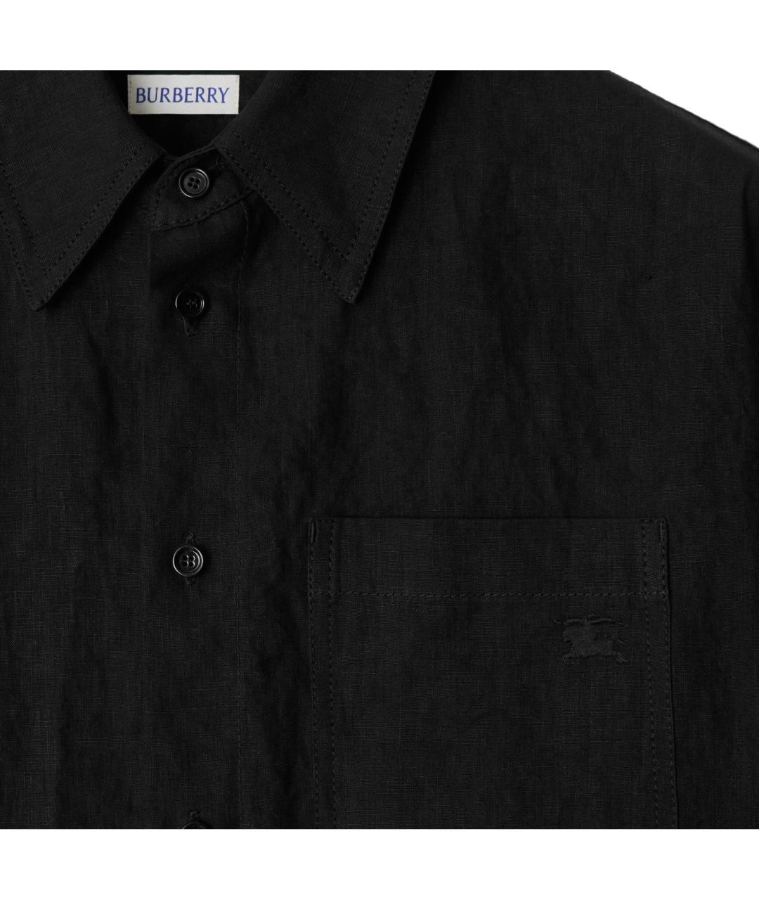 BURBERRY Черная льняная классическая рубашка, фото 2