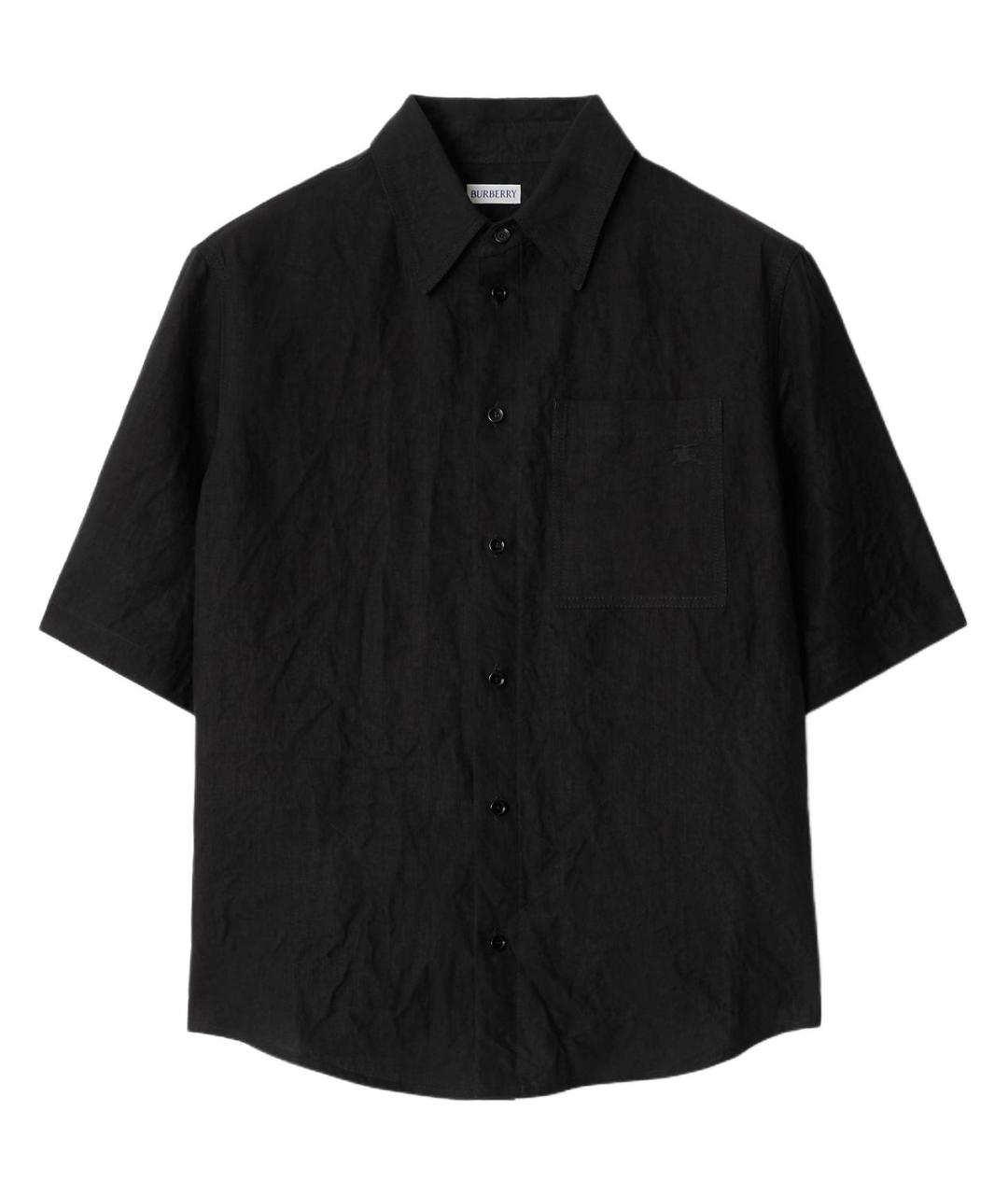BURBERRY Черная льняная классическая рубашка, фото 1