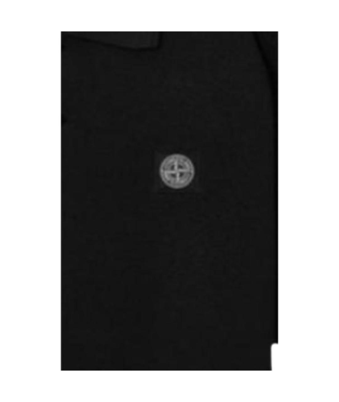 STONE ISLAND Черное хлопковое поло с коротким рукавом, фото 2