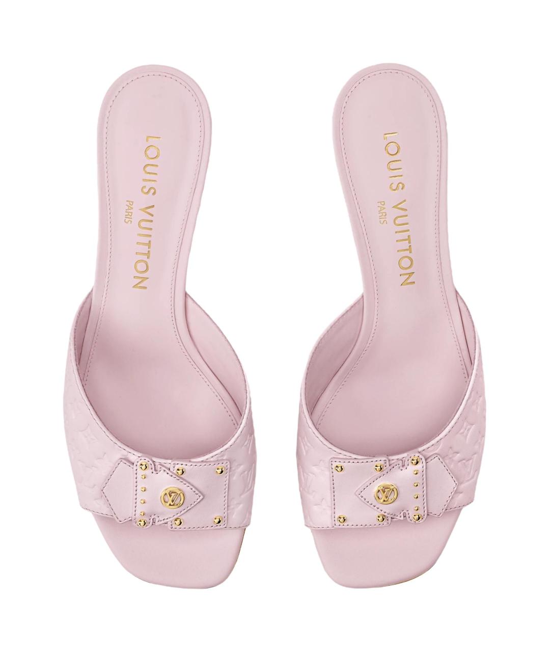 LOUIS VUITTON Розовые кожаные мюли, фото 4