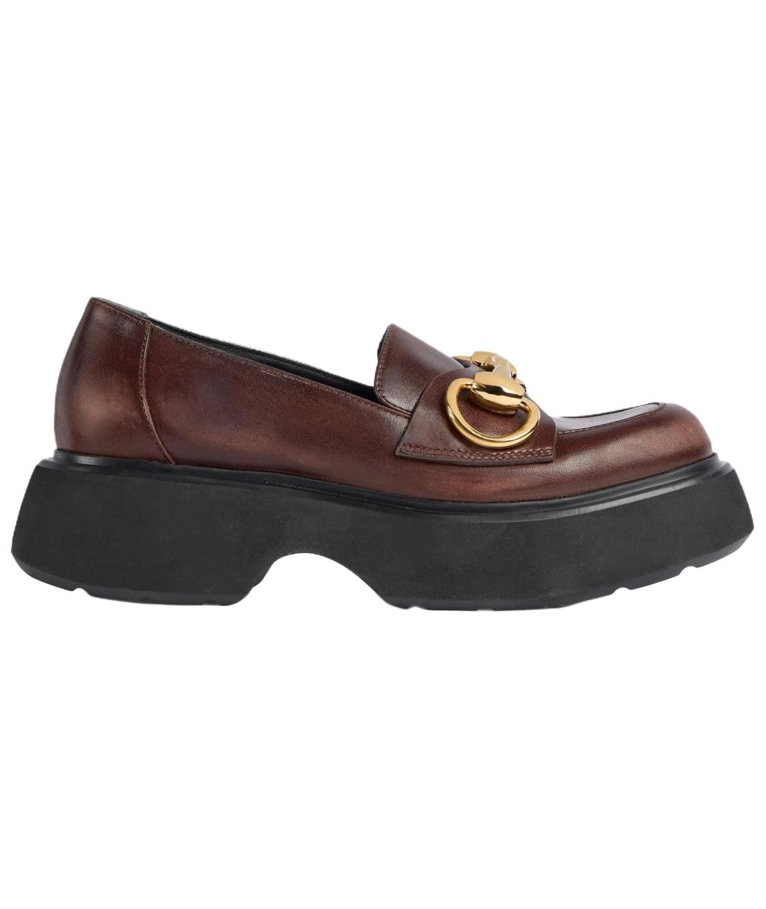 GUCCI Коричневые кожаные лоферы, фото 6