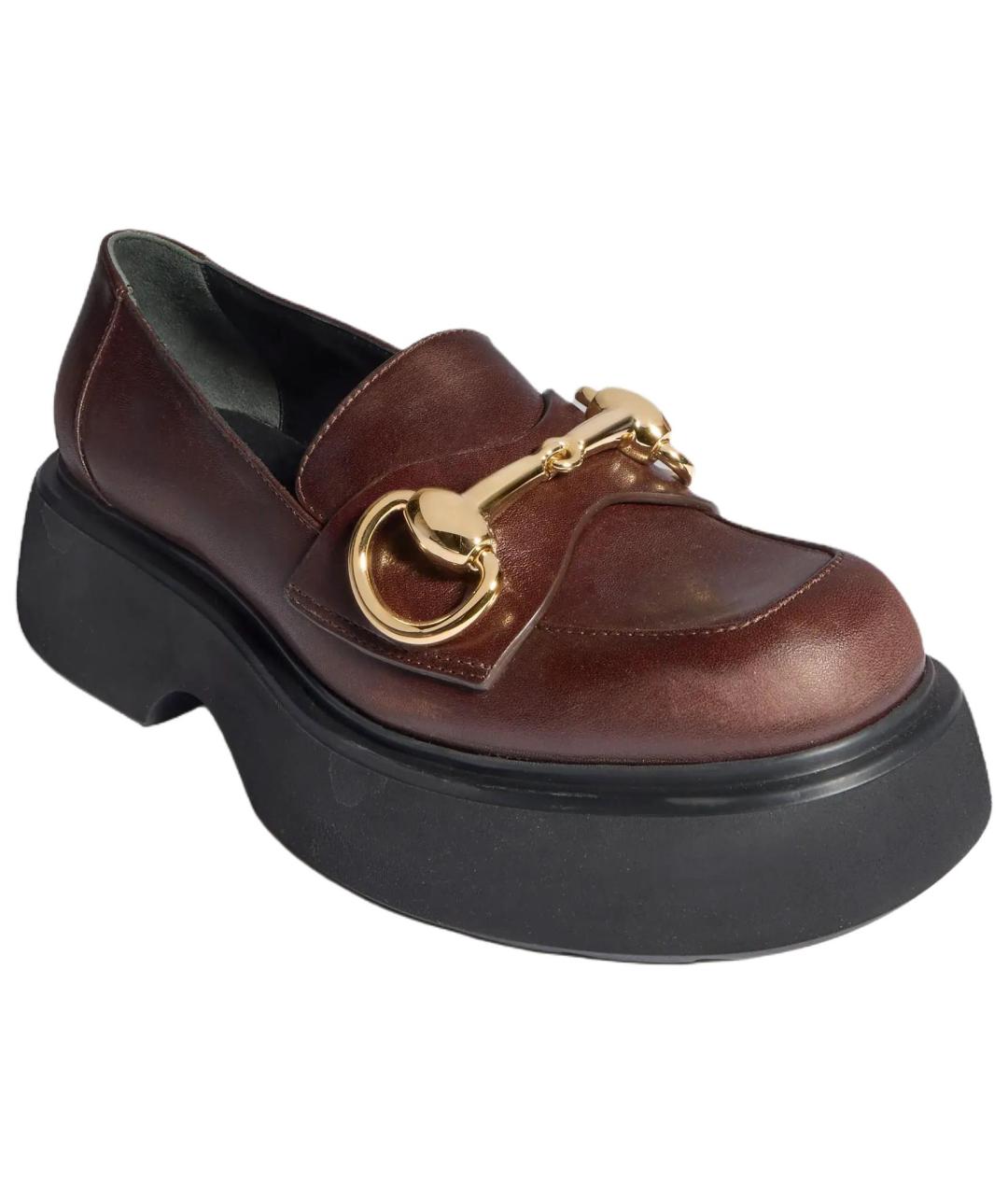 GUCCI Коричневые кожаные лоферы, фото 3