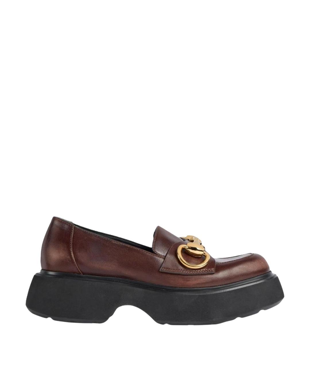 GUCCI Коричневые кожаные лоферы, фото 1