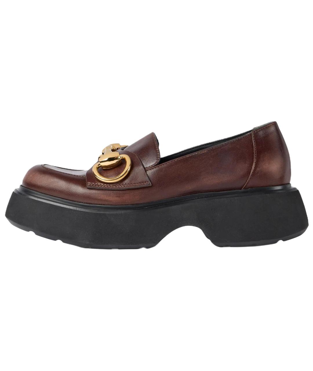 GUCCI Коричневые кожаные лоферы, фото 2