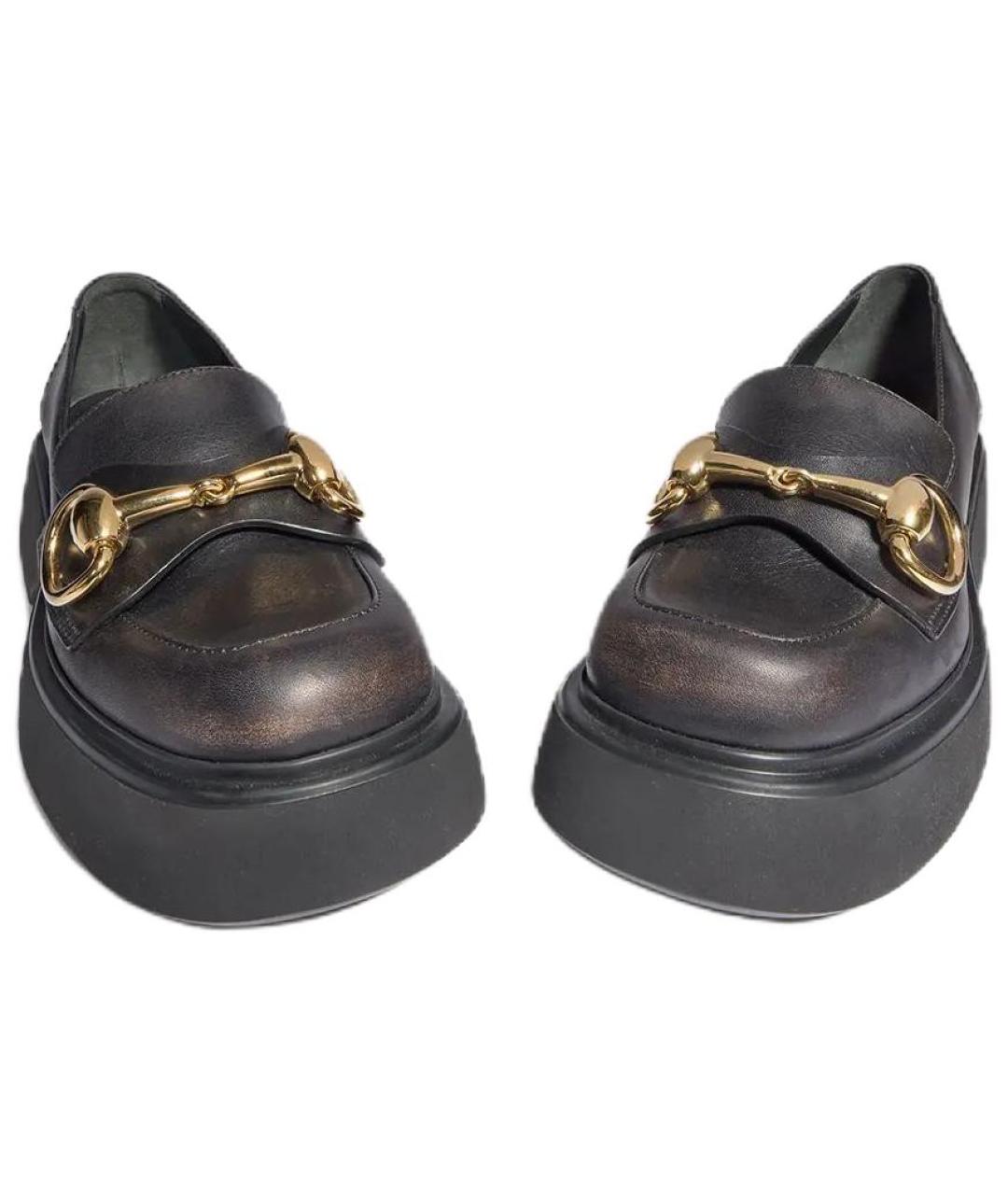 GUCCI Черные кожаные лоферы, фото 4