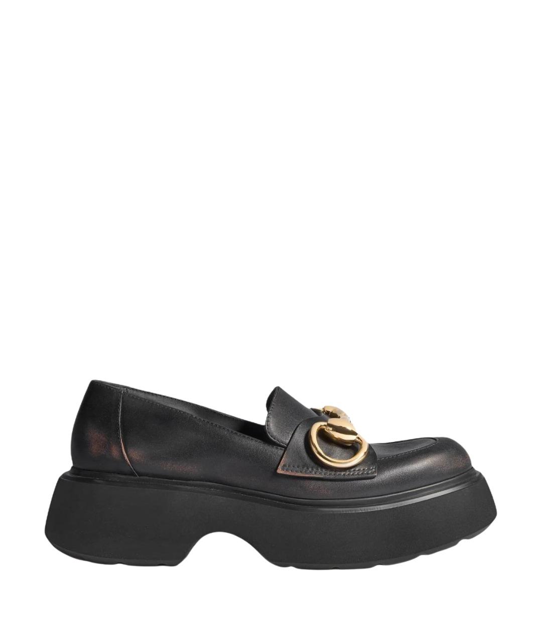 GUCCI Черные кожаные лоферы, фото 1