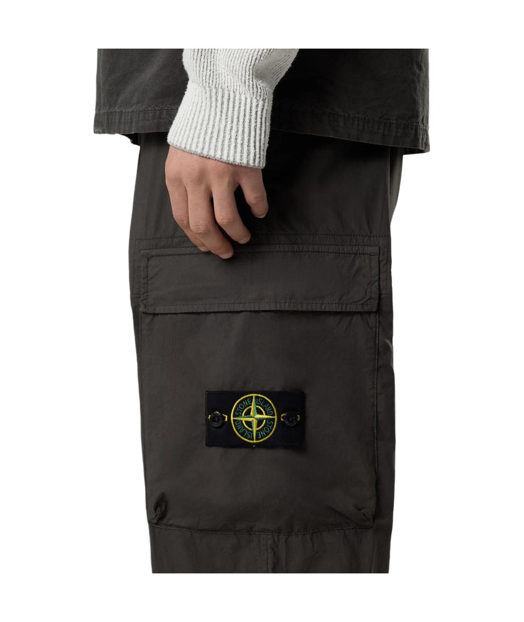 STONE ISLAND Серые прямые брюки, фото 4