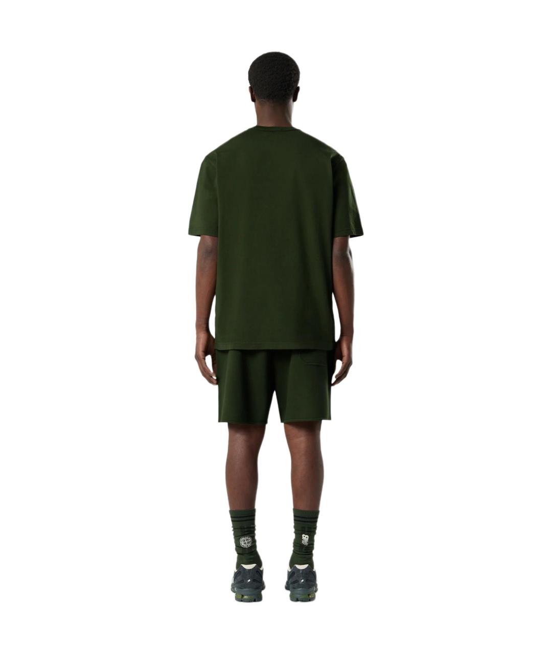 STONE ISLAND Зеленая хлопковая футболка, фото 4