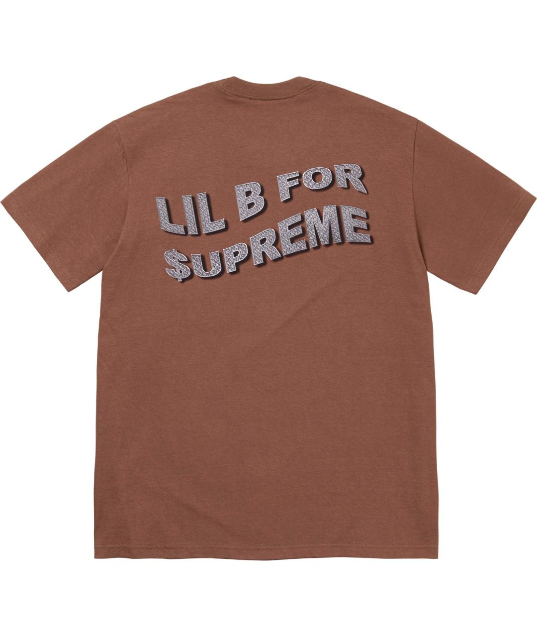 SUPREME Коричневая хлопковая футболка, фото 2