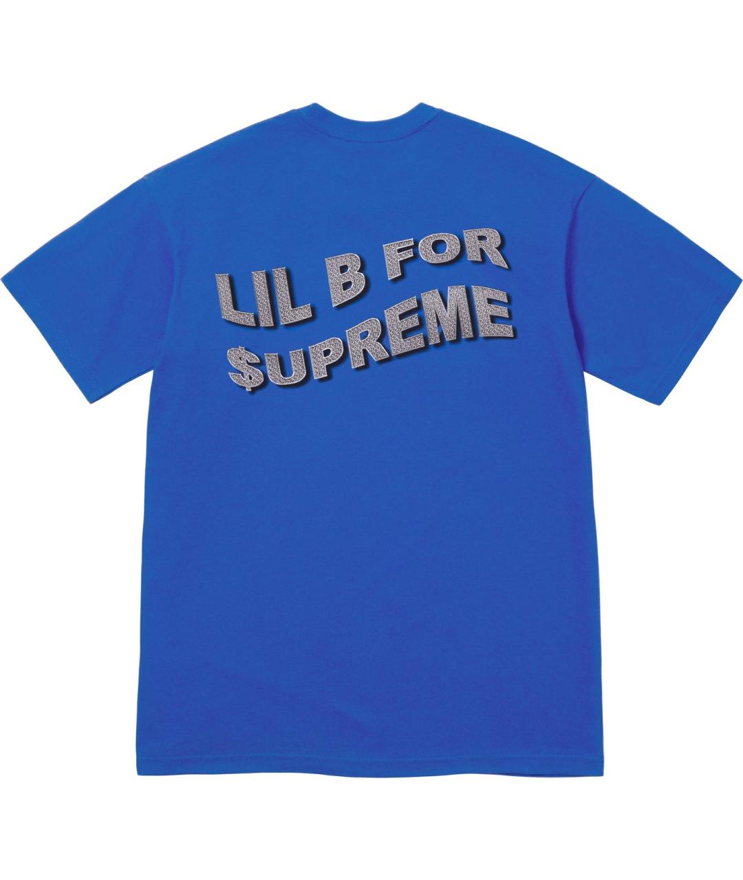 SUPREME Синяя хлопковая футболка, фото 2