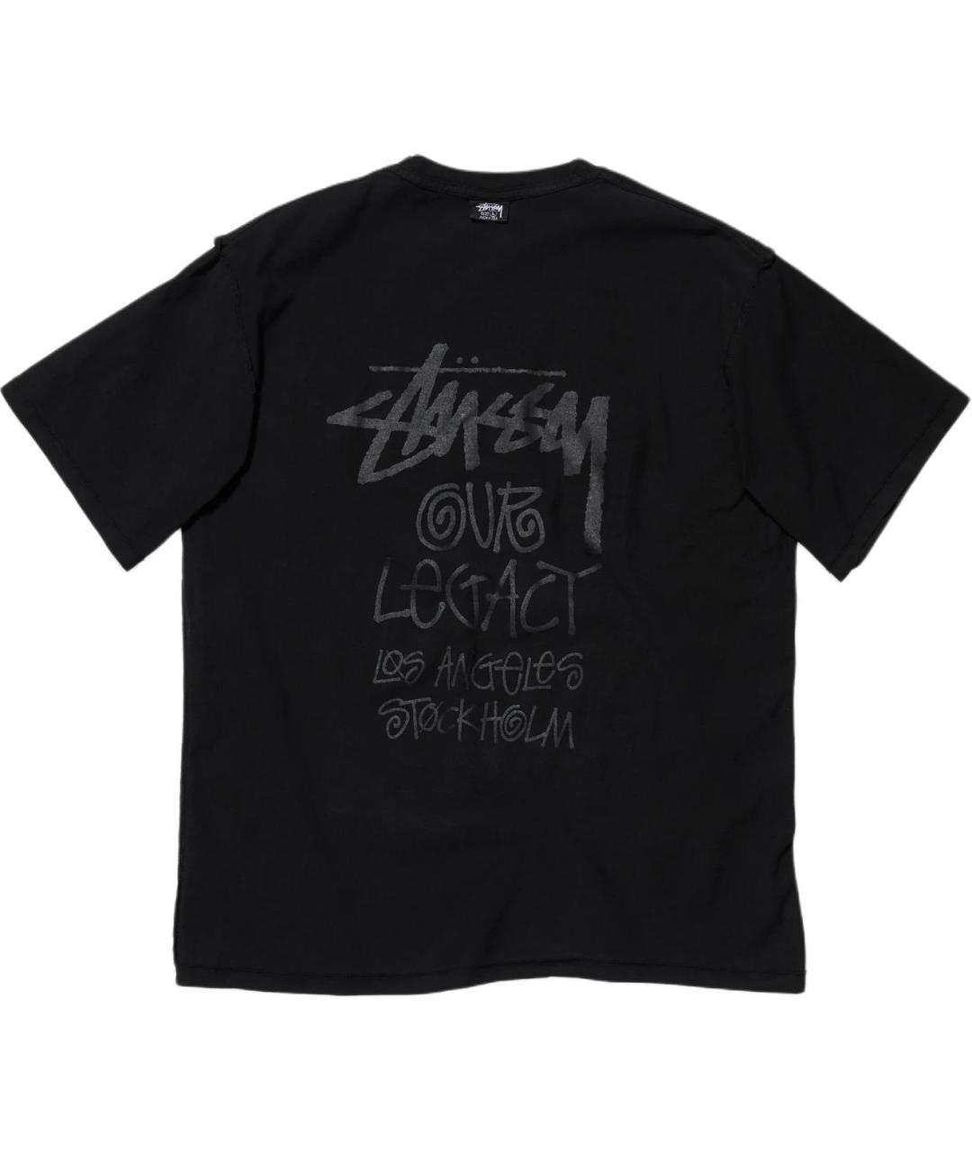 STUSSY Черная хлопковая футболка, фото 2