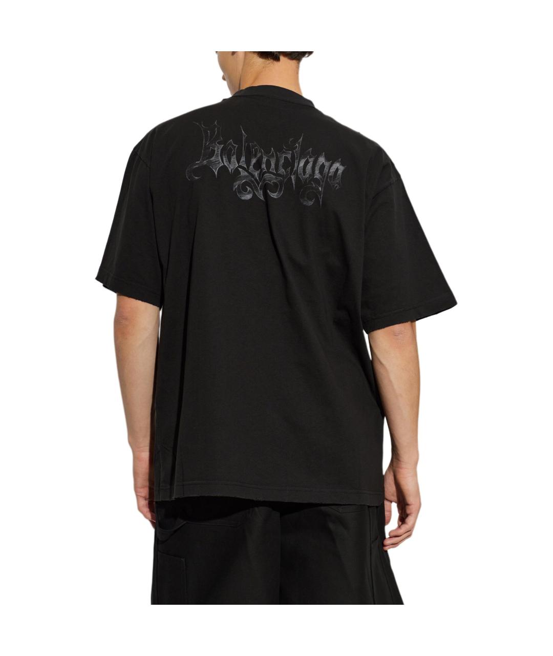 BALENCIAGA Черная хлопковая футболка, фото 3