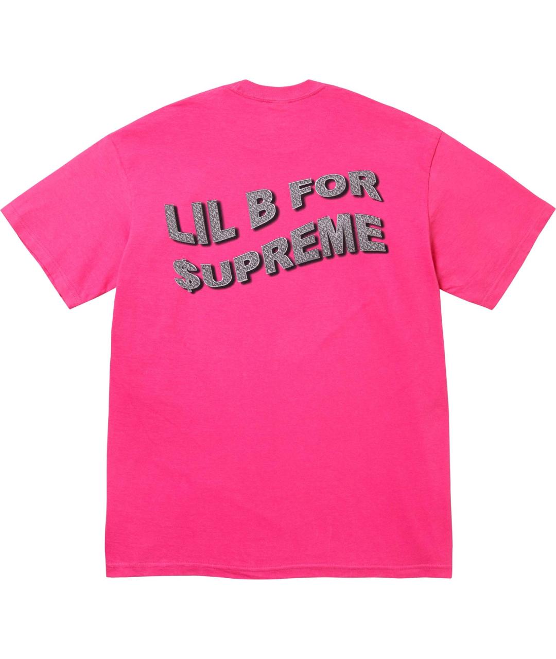SUPREME Фуксия хлопковая футболка, фото 2