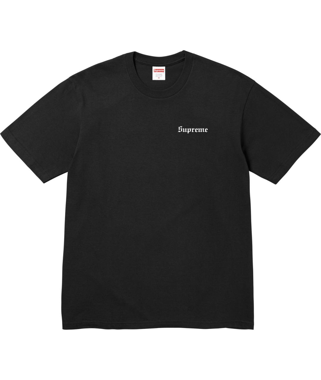 SUPREME Черная хлопковая футболка, фото 1