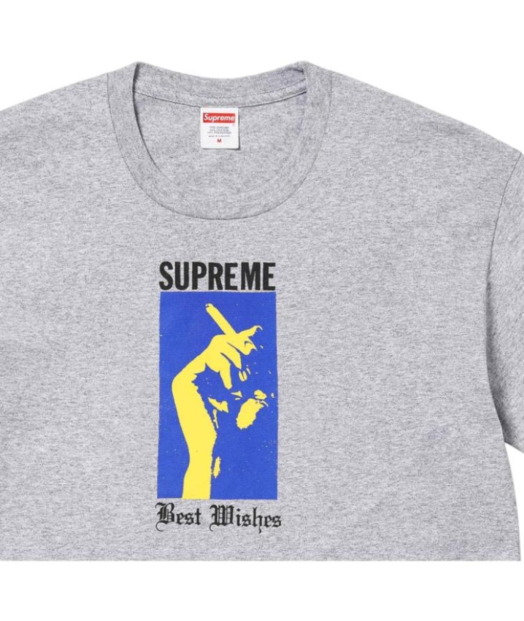 SUPREME Серая футболка, фото 2