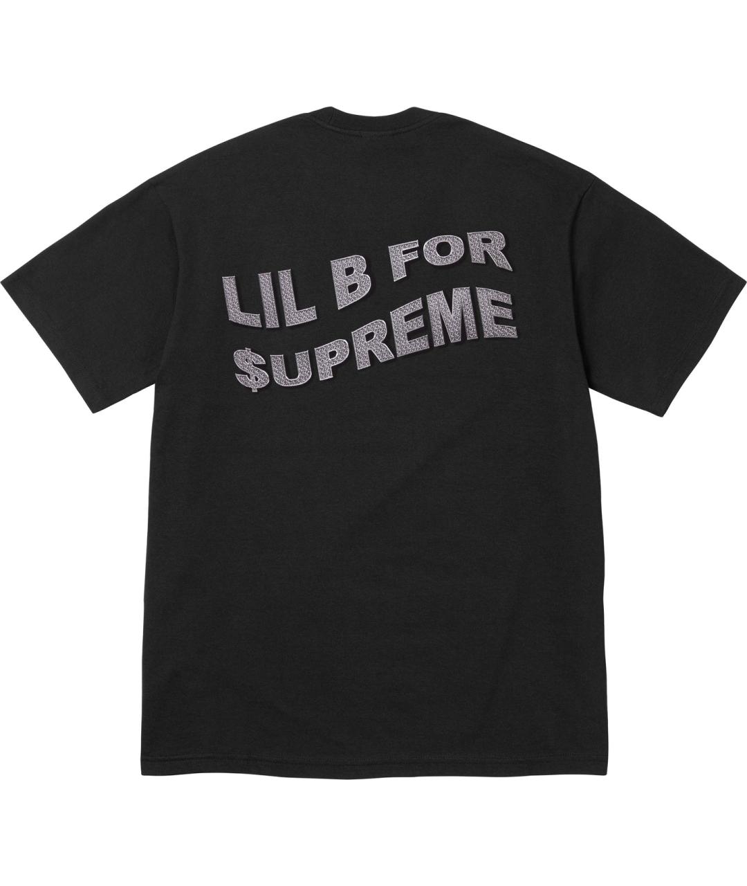 SUPREME Черная хлопковая футболка, фото 2
