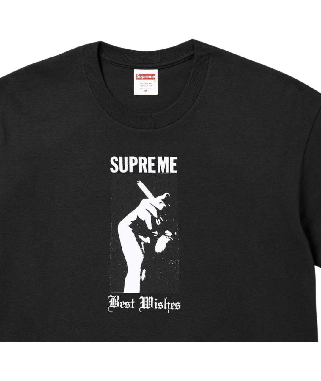 SUPREME Черная хлопковая футболка, фото 2