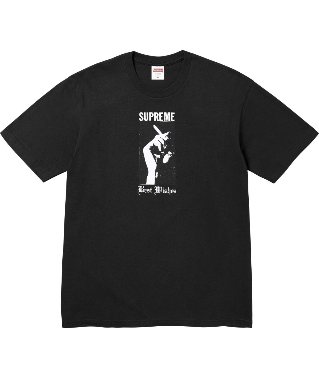 SUPREME Черная хлопковая футболка, фото 1