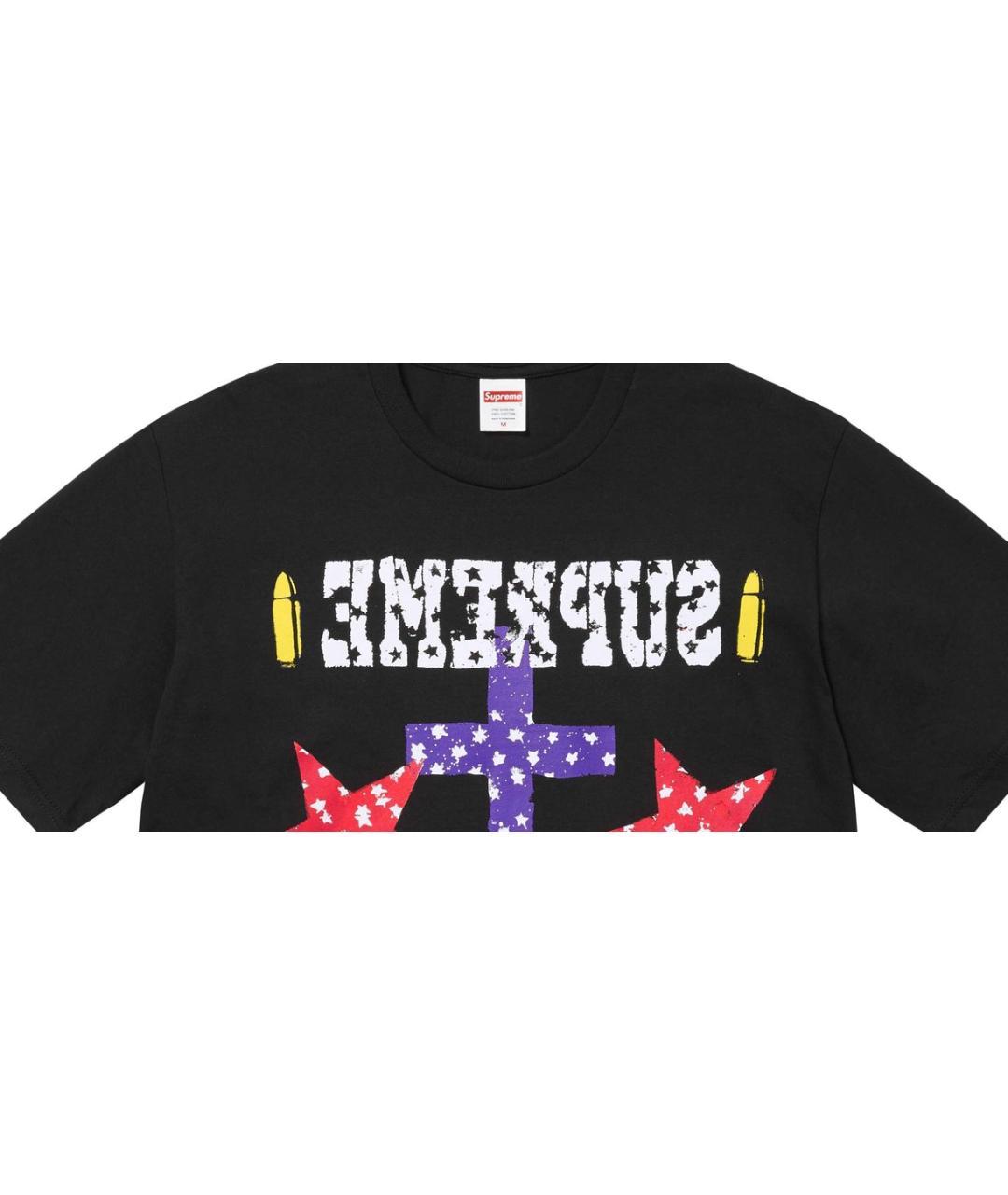 SUPREME Черная хлопковая футболка, фото 2