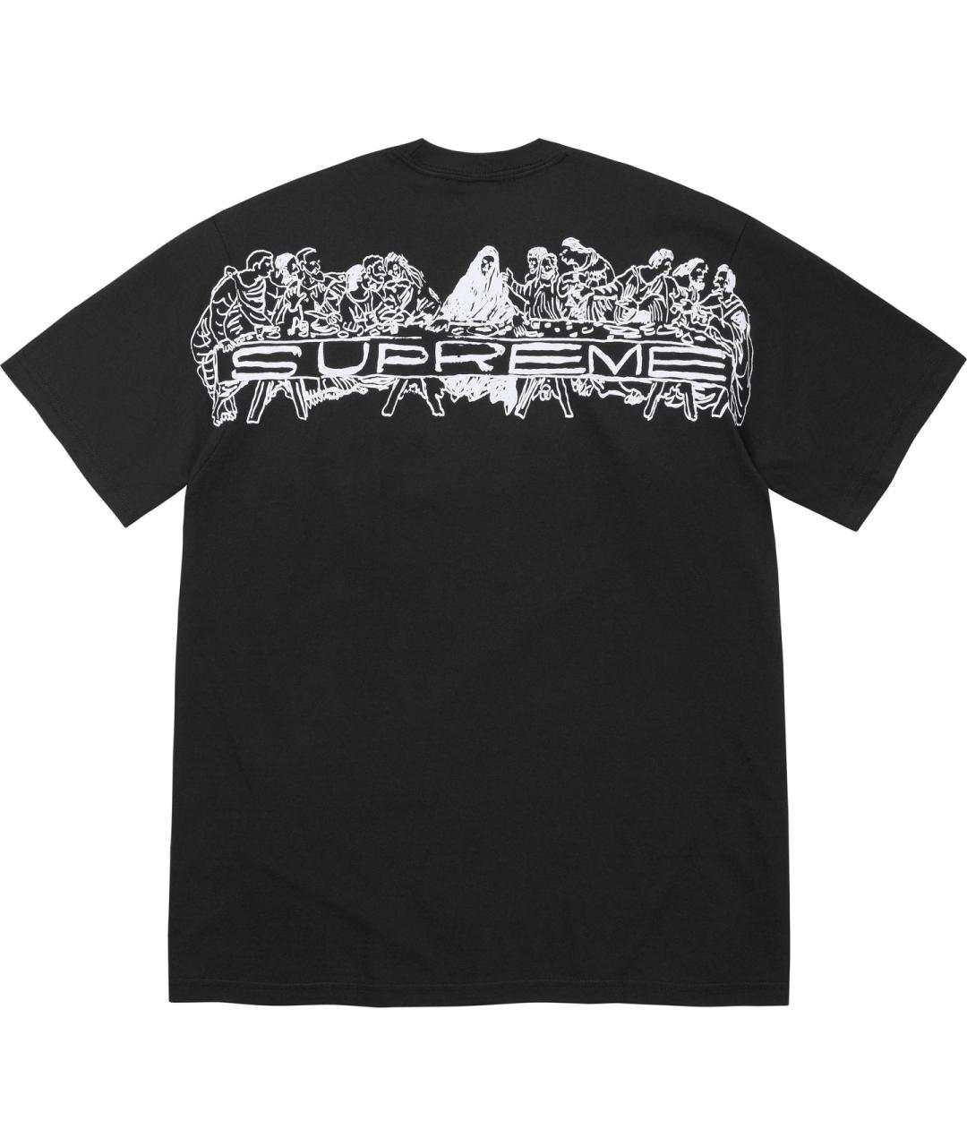 SUPREME Черная хлопковая футболка, фото 2