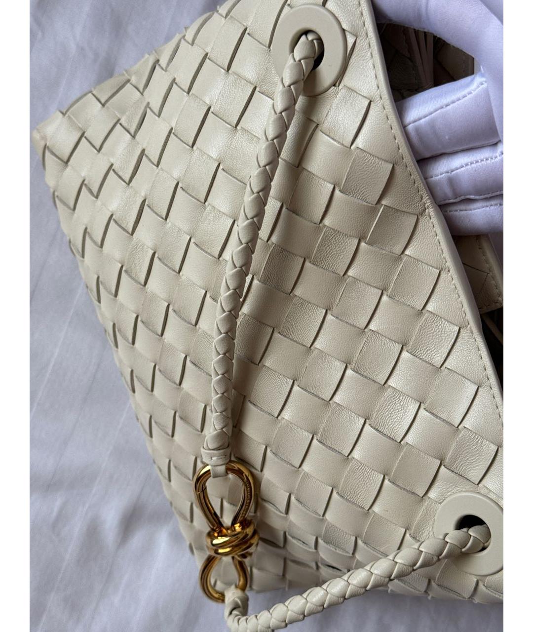BOTTEGA VENETA Белая кожаная сумка тоут, фото 8
