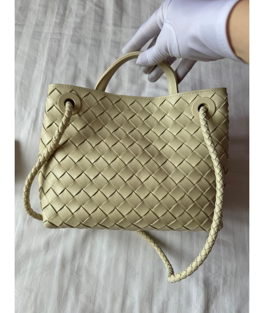 BOTTEGA VENETA Белая кожаная сумка тоут, фото 6