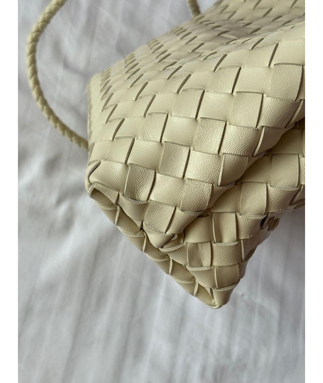 BOTTEGA VENETA Белая кожаная сумка тоут, фото 7