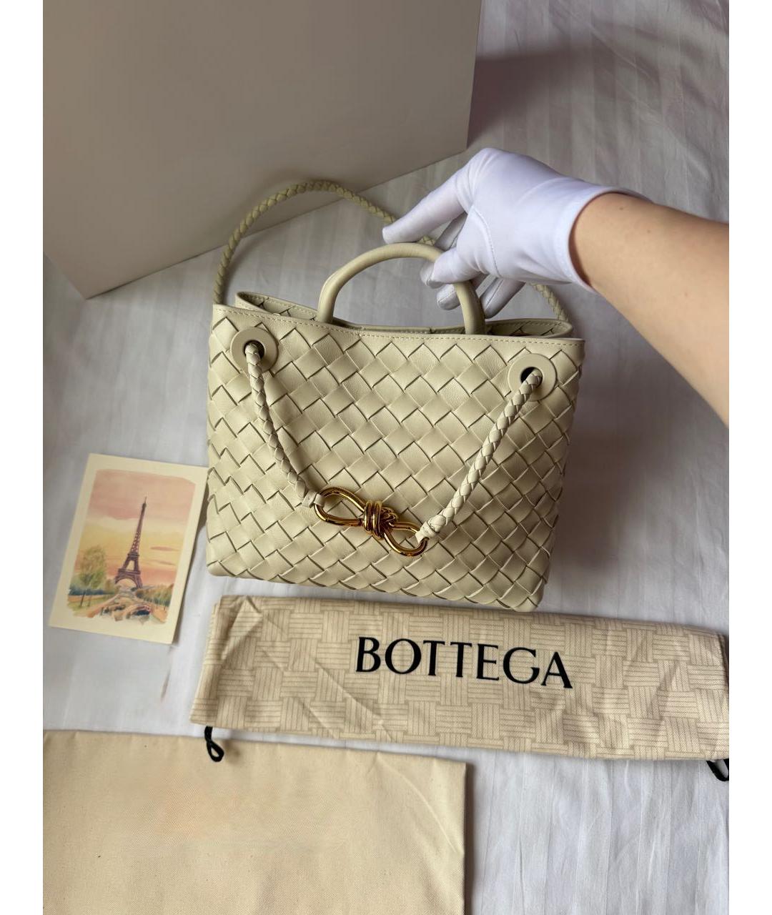 BOTTEGA VENETA Белая кожаная сумка тоут, фото 2