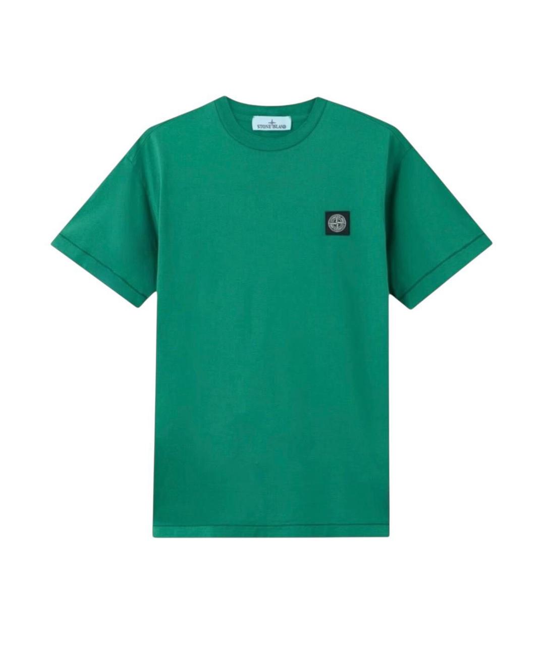 STONE ISLAND Зеленая хлопковая футболка, фото 1