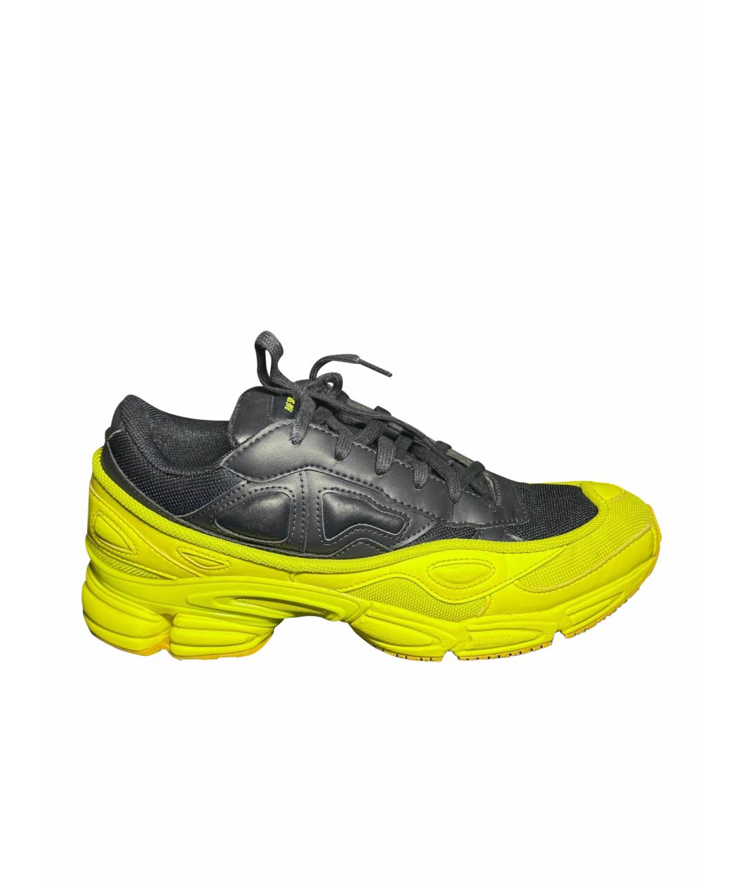 ADIDAS X RAF SIMONS Желтые текстильные низкие кроссовки / кеды, фото 1