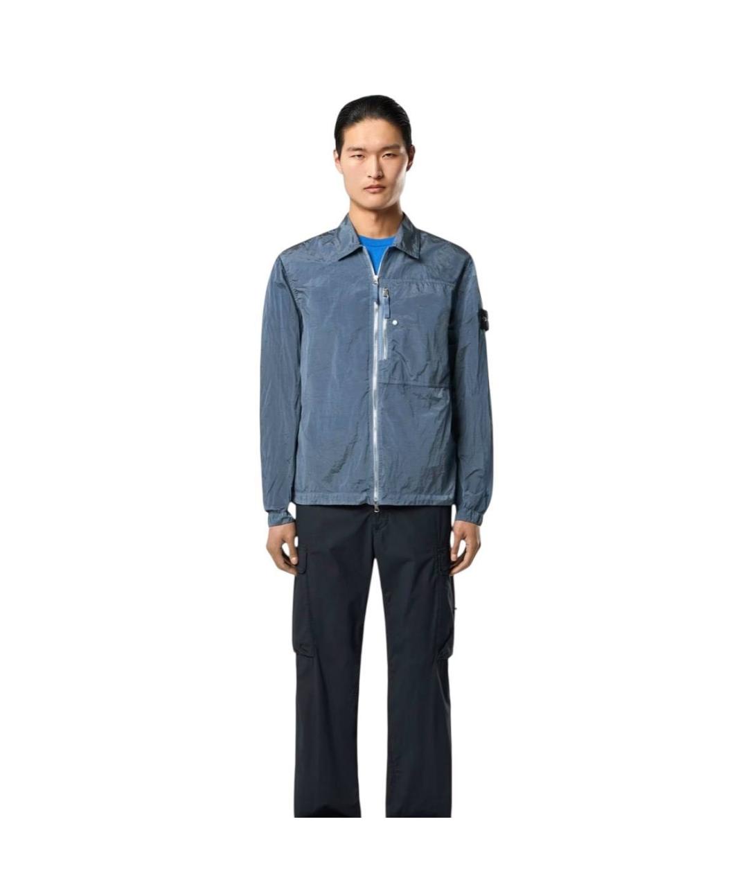 STONE ISLAND Голубая полиамидовая куртка, фото 4