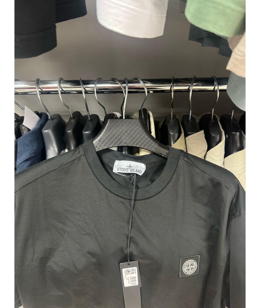 STONE ISLAND Черная хлопковая футболка, фото 5