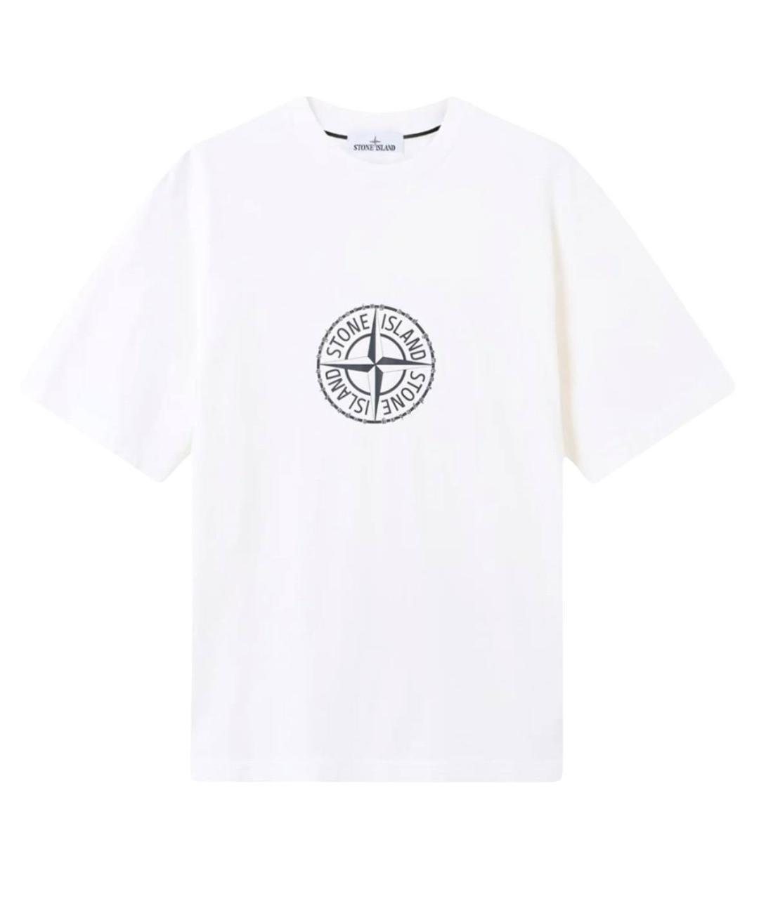 STONE ISLAND Белая хлопковая футболка, фото 1