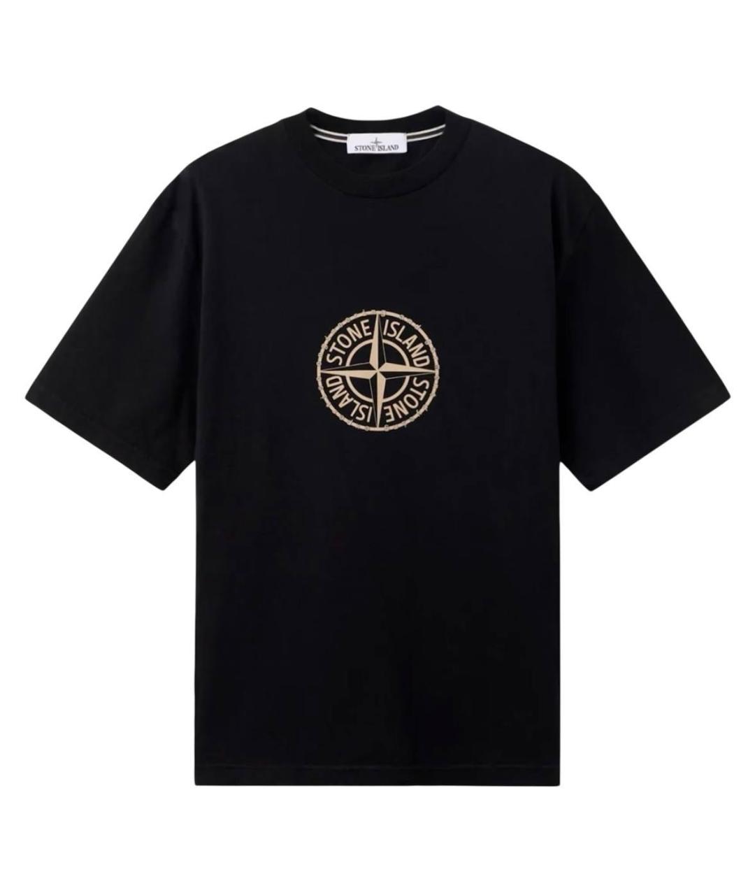 STONE ISLAND Черная хлопковая футболка, фото 1