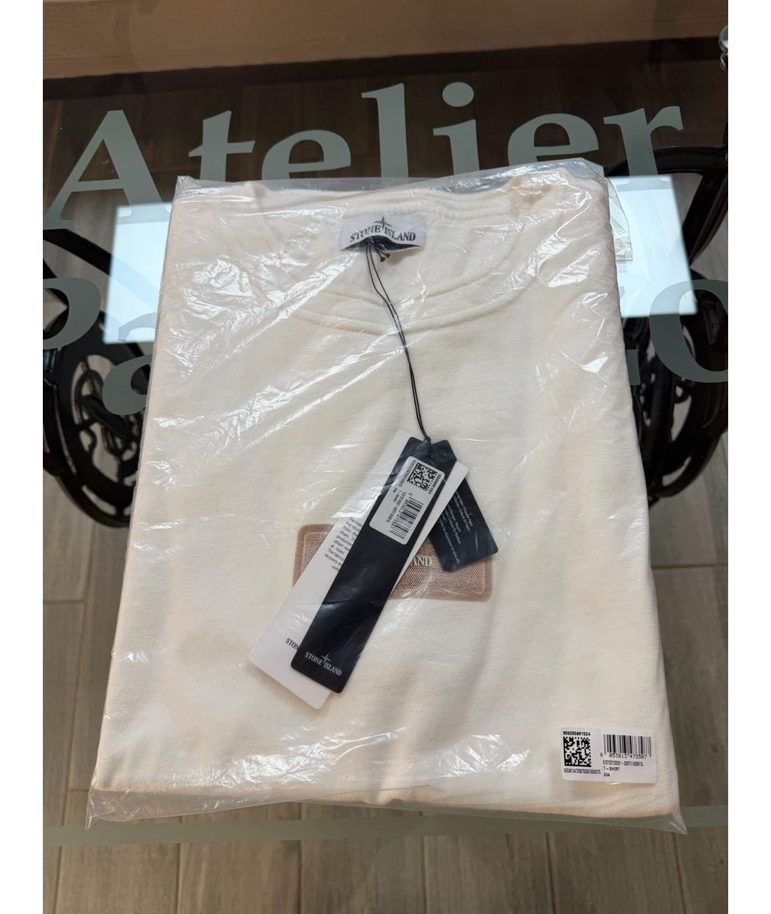 STONE ISLAND Белая хлопковая футболка, фото 3