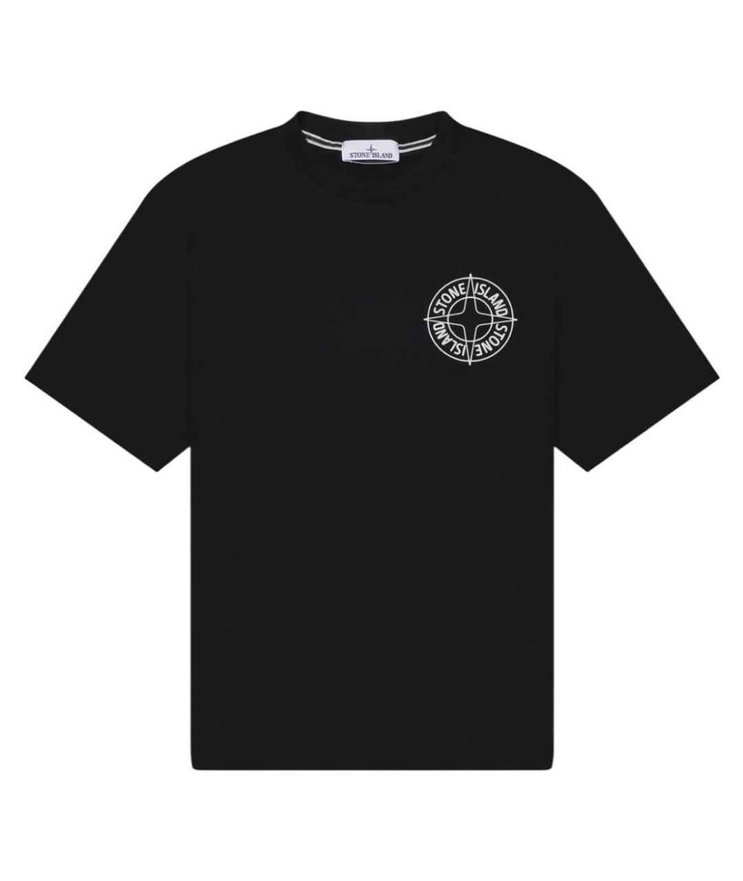STONE ISLAND Черная хлопковая футболка, фото 1