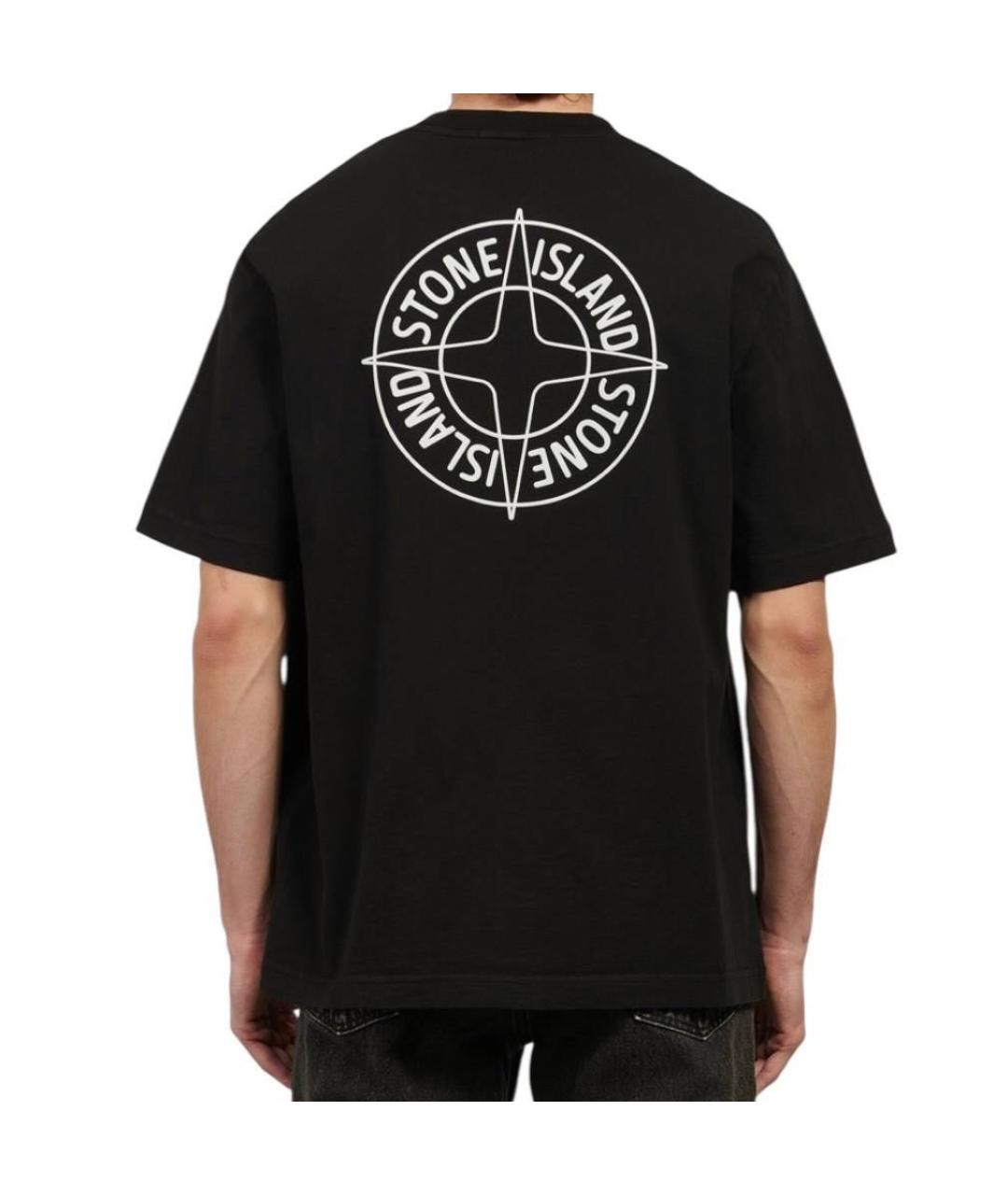 STONE ISLAND Черная хлопковая футболка, фото 2