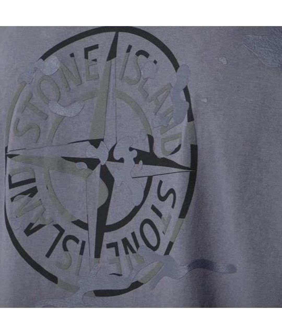 STONE ISLAND Серая хлопковая футболка, фото 3